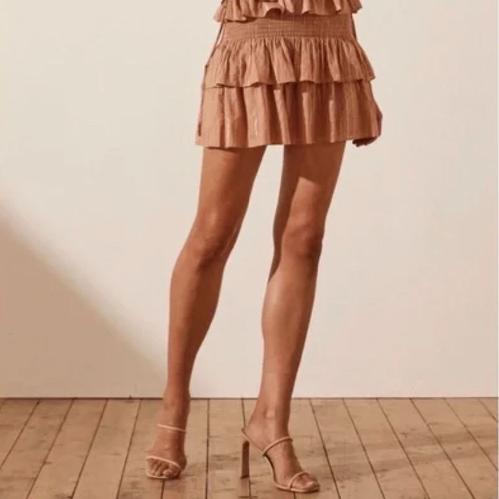 House of Harlow womens Dress small S ruched tie sleeve metallic gold NEW mauve - Picture 4 of 5